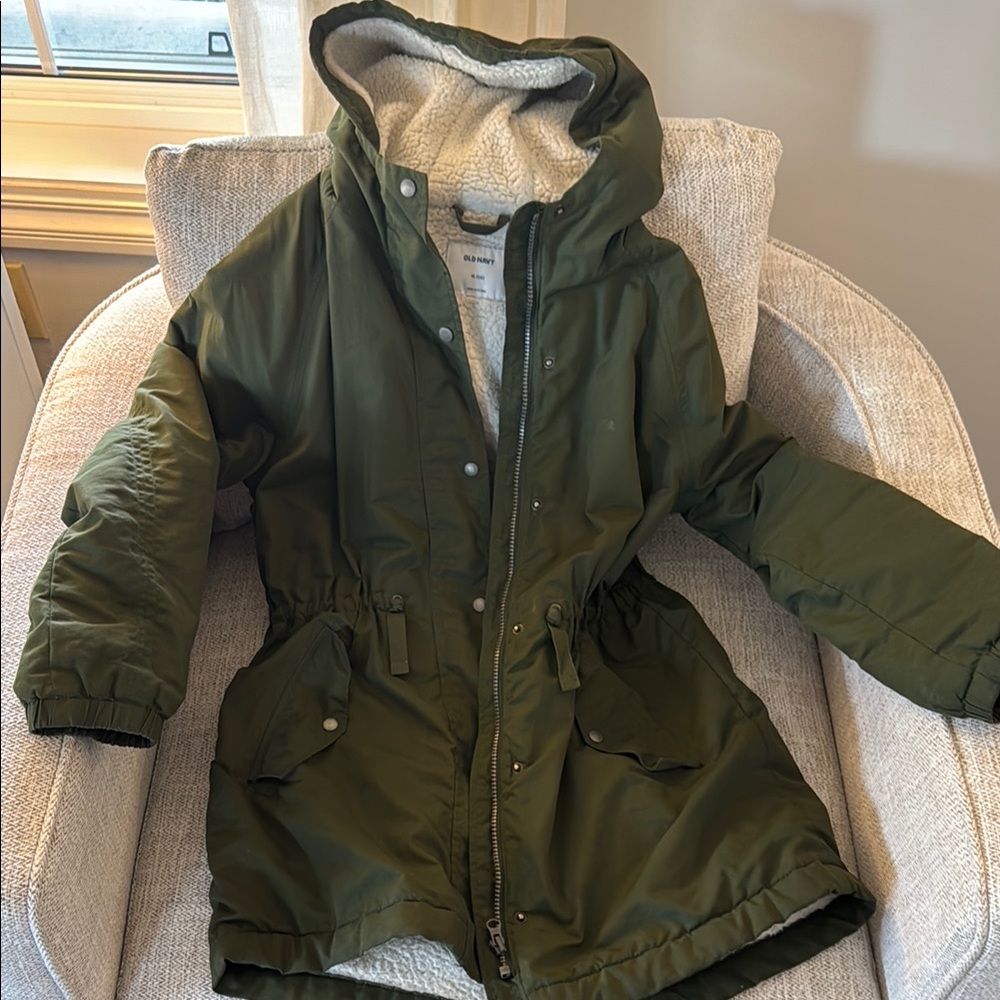 Olive Green Hooded Parka Coat